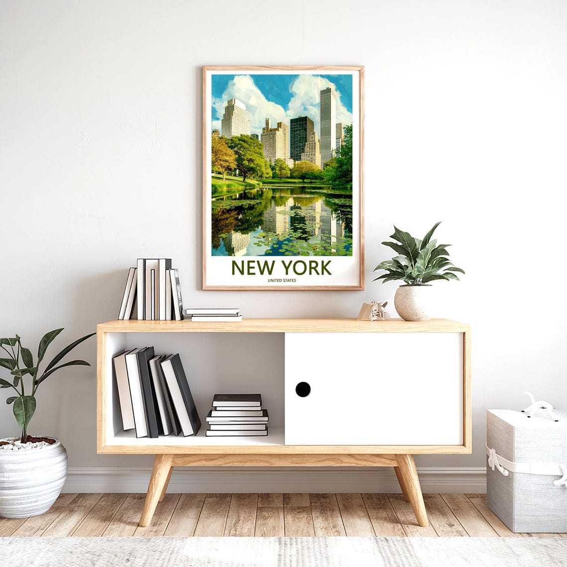 New York Central Park Lily Pad Pond Skyscraper Reflection Poster - Image 2