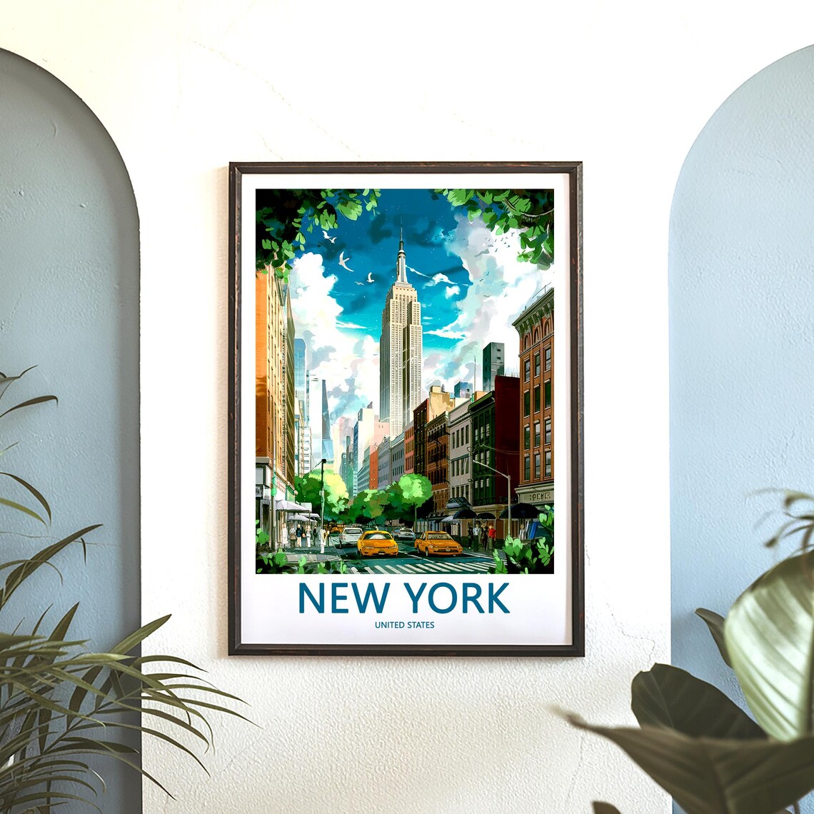 Empire State Building Rising Above a Busy Yellow Taxi Street Poster - Image 3