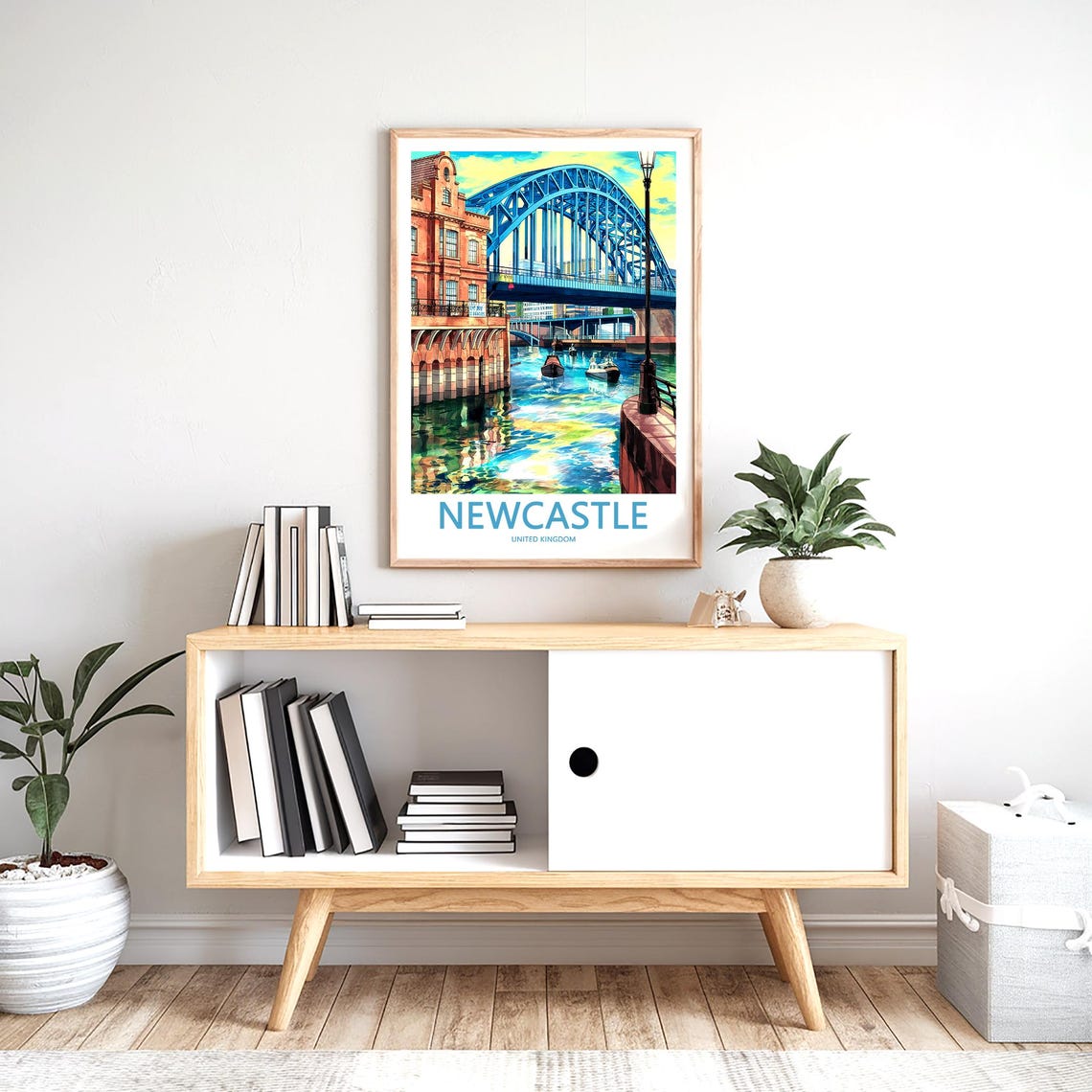 Newcastle United Kingdom Sunny Tyne Bridge Boats River Tyne Poster - Image 2
