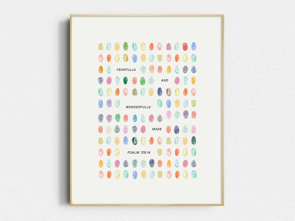 Fearfully and Wonderfully Made Psalm 139 14 Fingerprint Poster