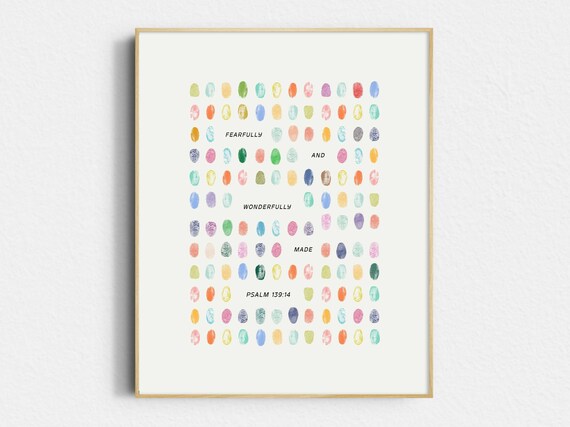 Fearfully and Wonderfully Made Psalm 139 14 Fingerprint Poster