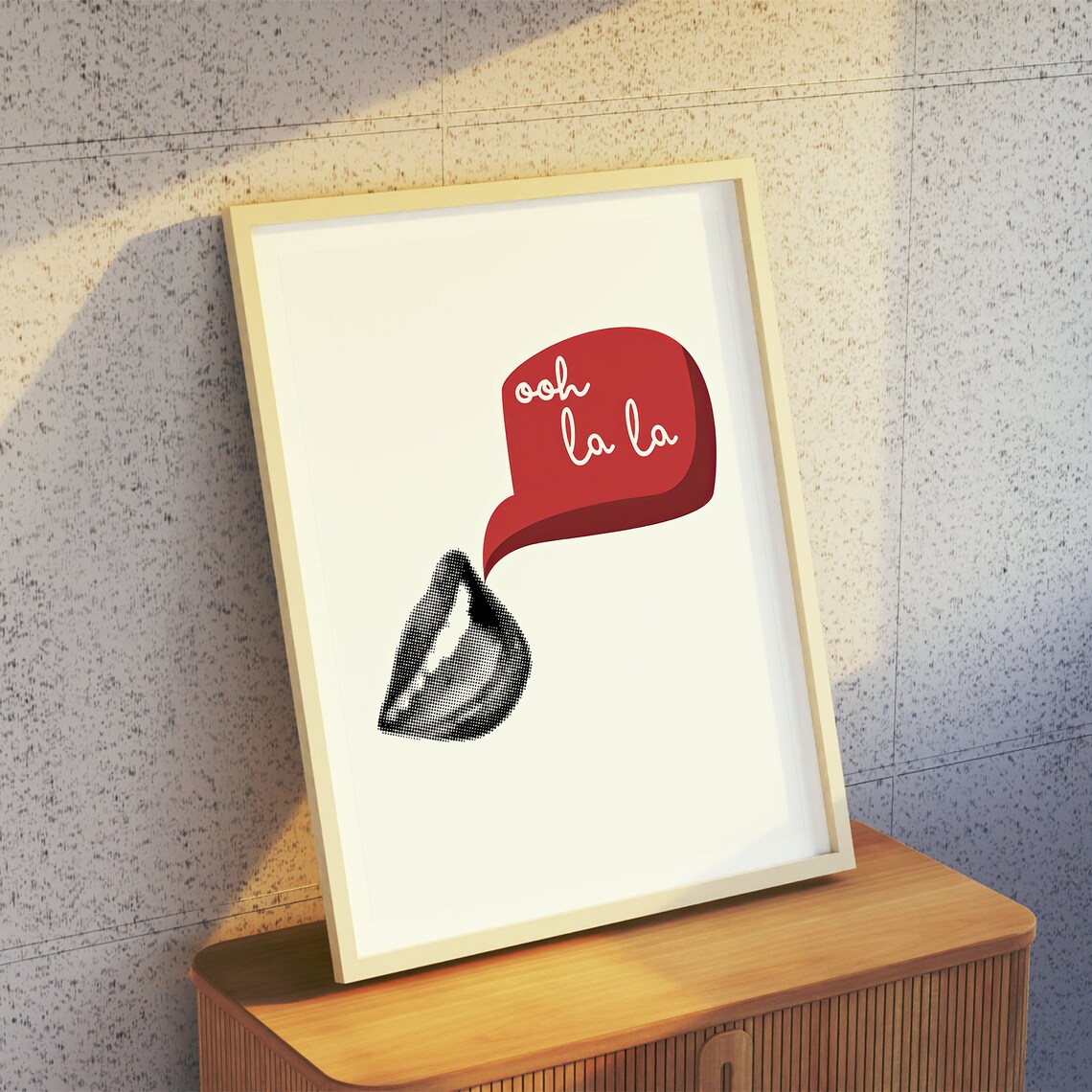 Ooh La La Halftone Lips Red Speech Bubble Pop Art Poster Mid Century Modern - Image 2