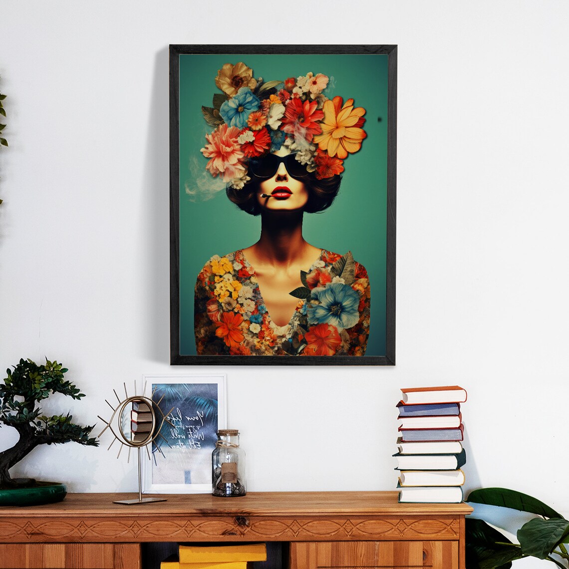 Funny Pop Art Cigarette Girl Poster, Retro Collage - Image 5