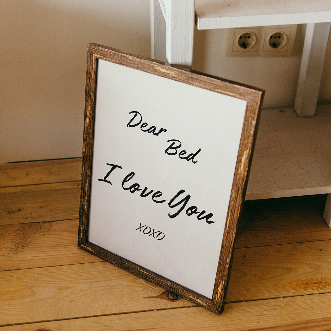 Dear Bed I Love You XOXO Script Typography Bedroom Decor Poster - Image 2