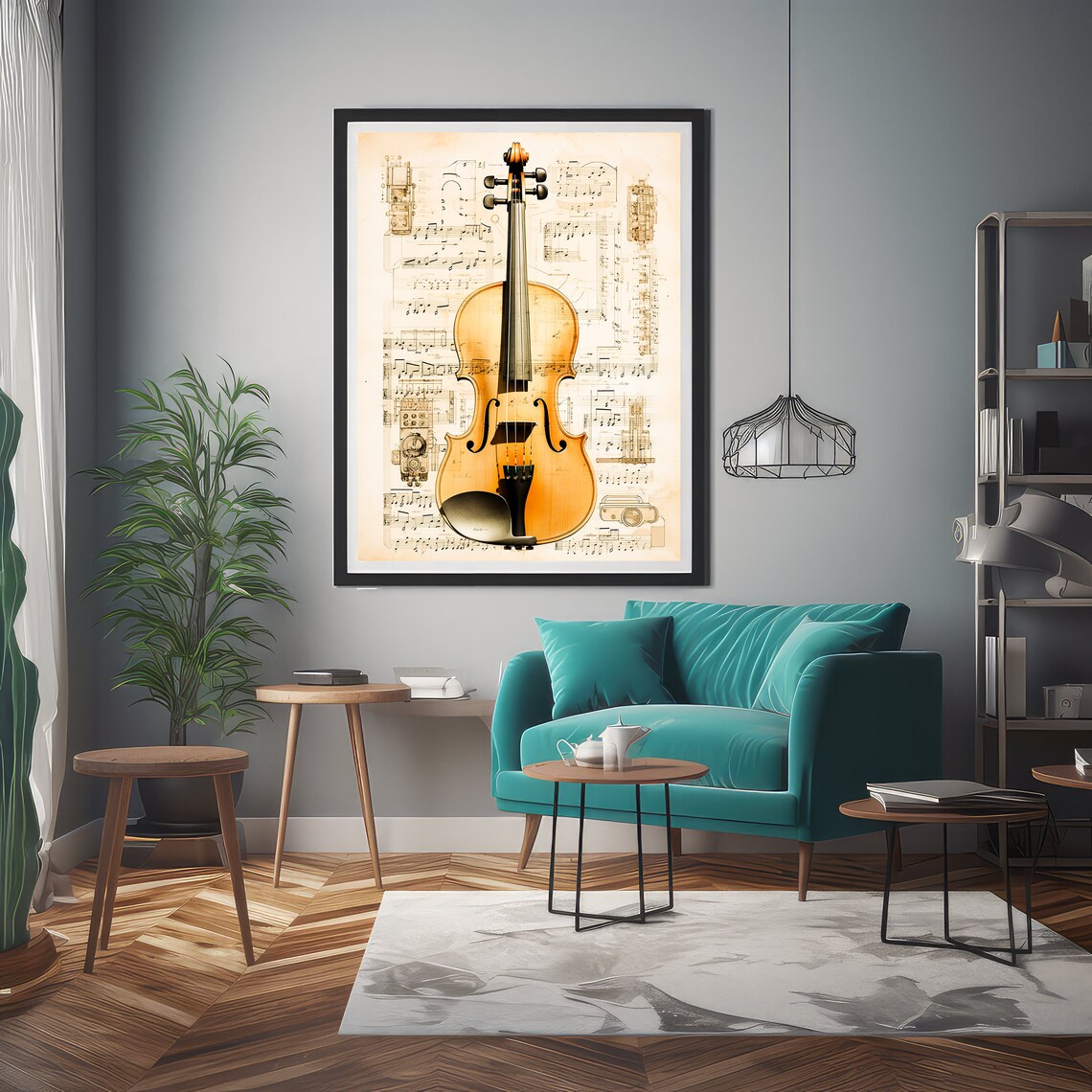 Violin On Vintage Sheet Music Classical Instrument Art Poster - Image 5