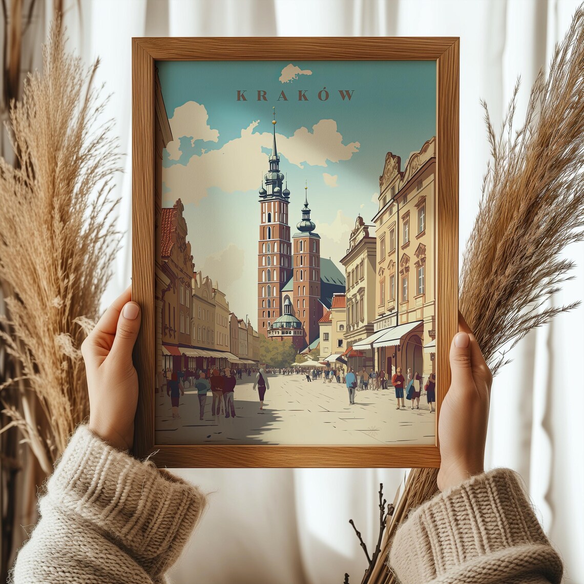 Krakow Main Square Vintage Travel Poland Old Town Scene Poster - Image 7