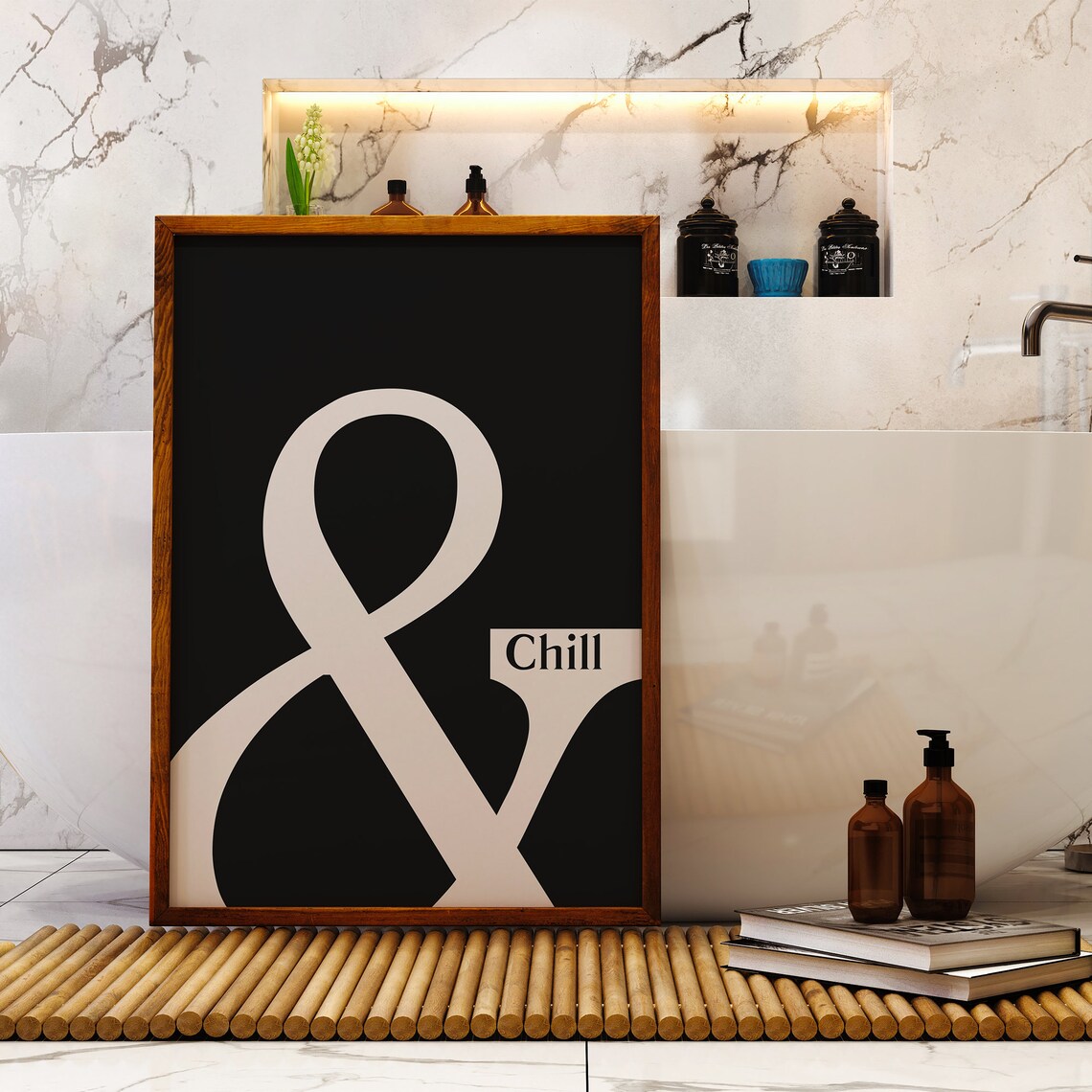 Ampersand And Chill Bold Typography Black Minimalist Art Poster - Image 5