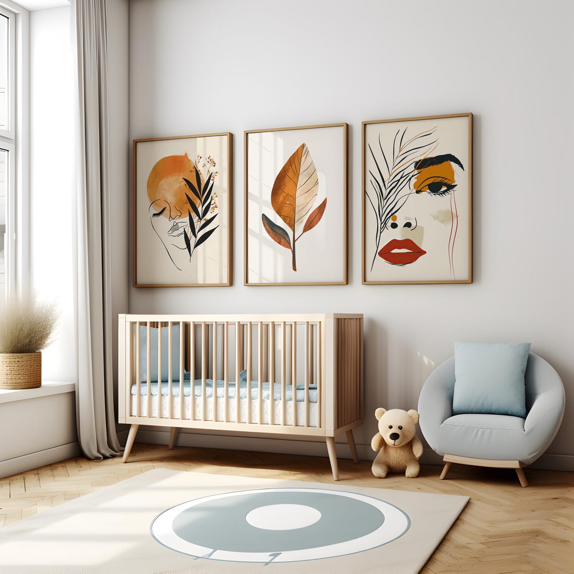 Boho Set of 3 Woman Line Art Botanical Leaf Modern Decor Poster - Image 7