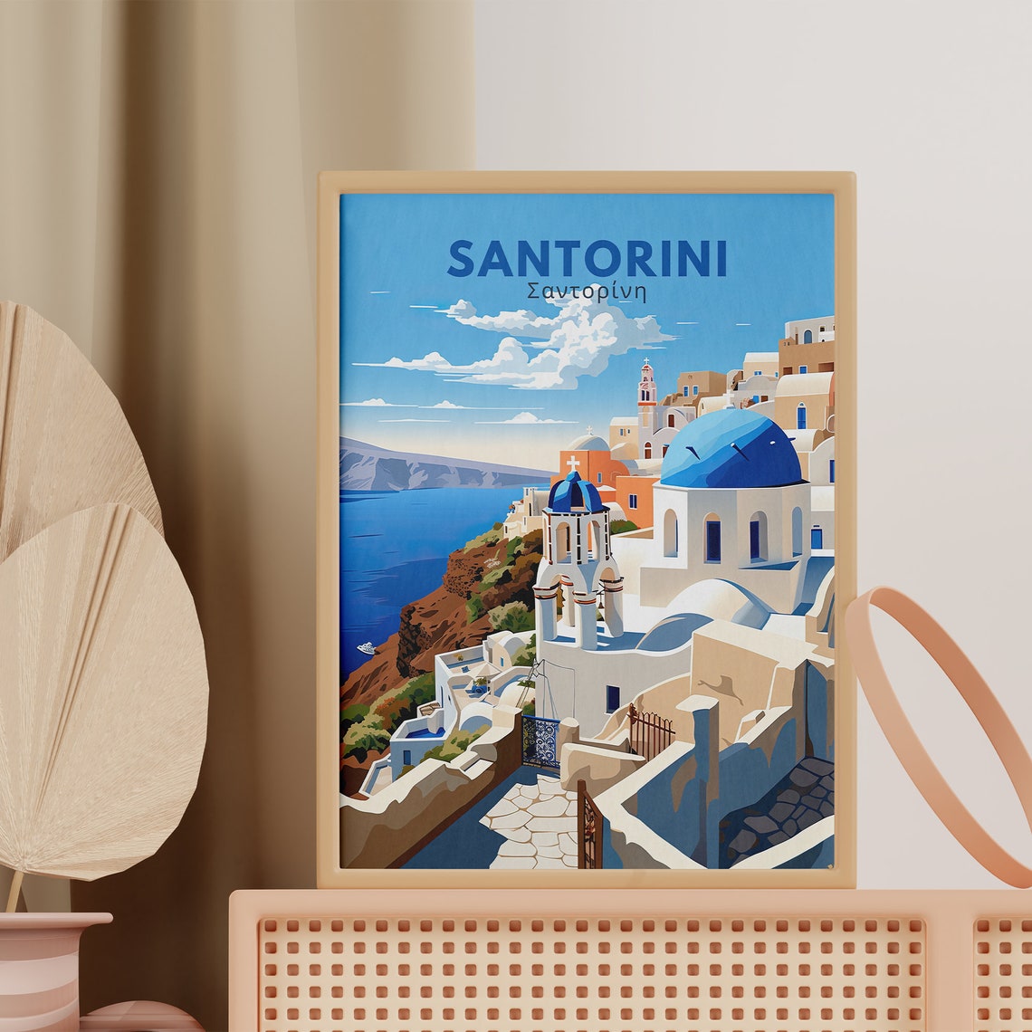 Santorini Greece Blue Domes Caldera View Summer Travel Poster - Image 5