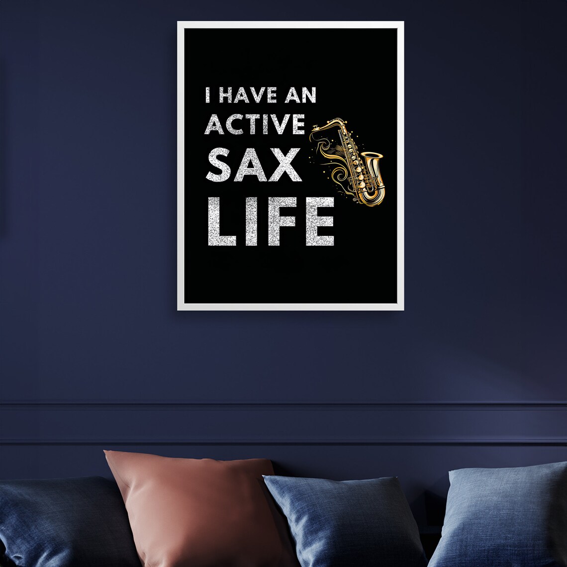 I Have An Active Sax Life Black Gold Funny Saxophone Art Poster - Image 2