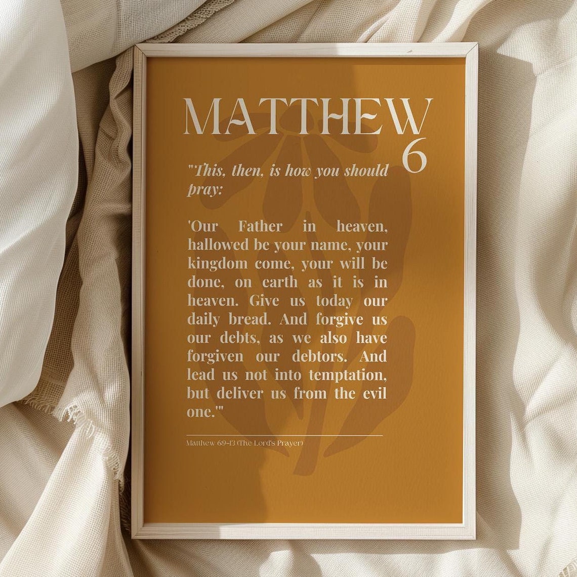 Matthew 6 Lords Prayer Bible Verse Scripture Gold Art Poster