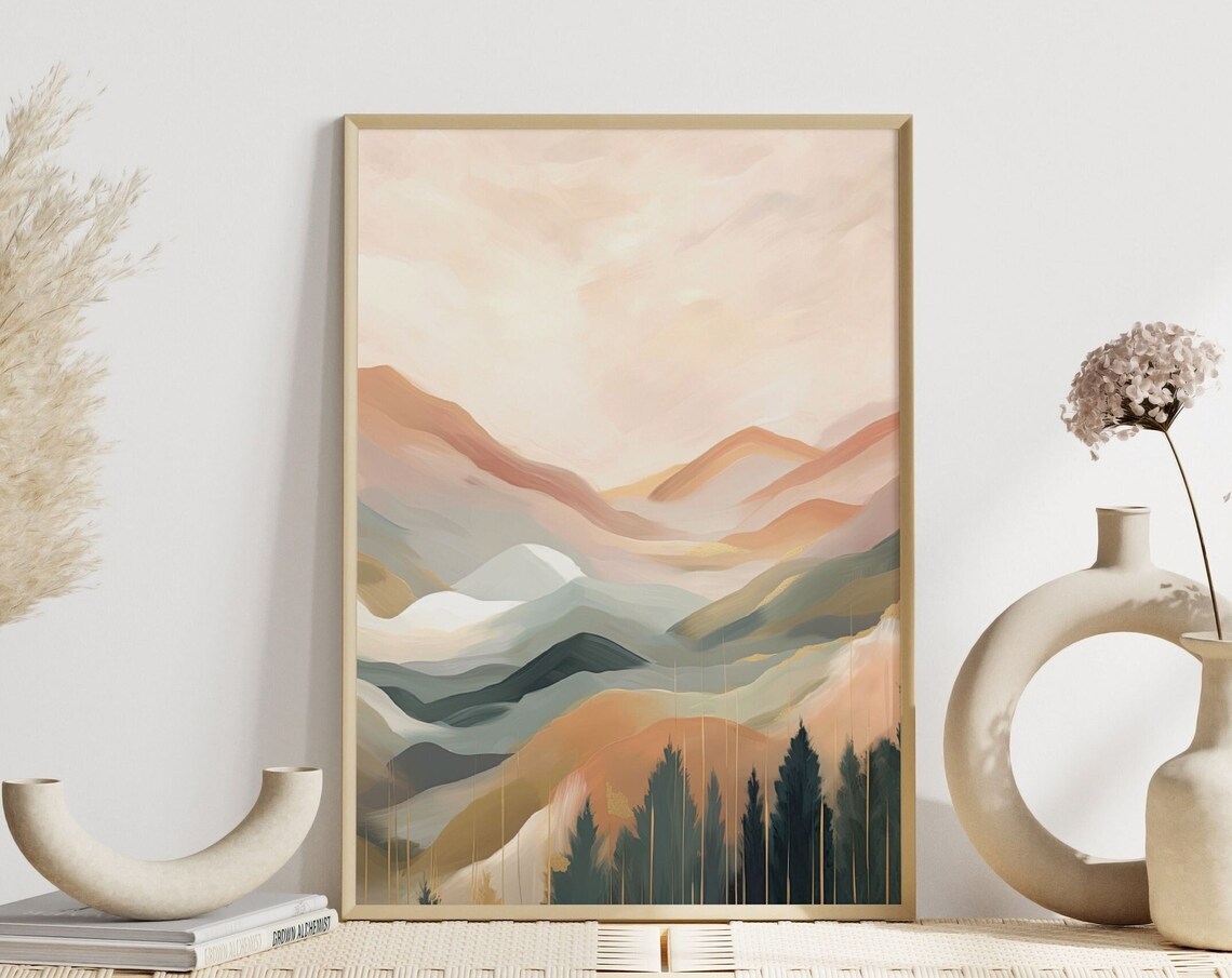 Abstract Mountain Landscape, Minimalist Boho Art Print