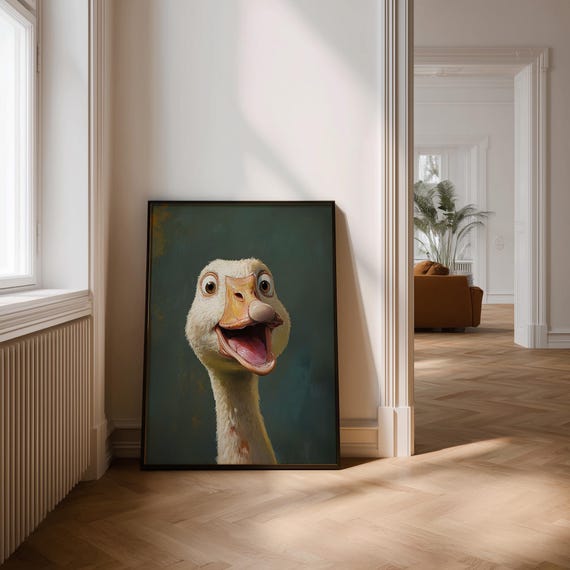 Silly Goose Wall Art Cute Farm Animal Nursery Decor Themed Kids Room Funny Poster