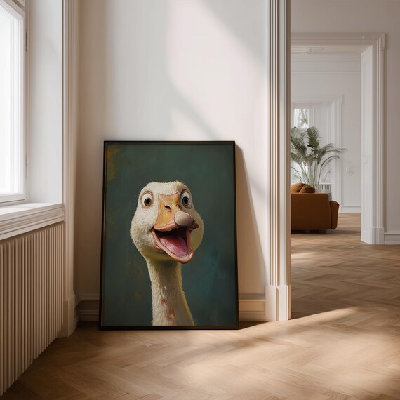 Silly Laughing Goose Close Up Funny Farm Animal Portrait Poster
