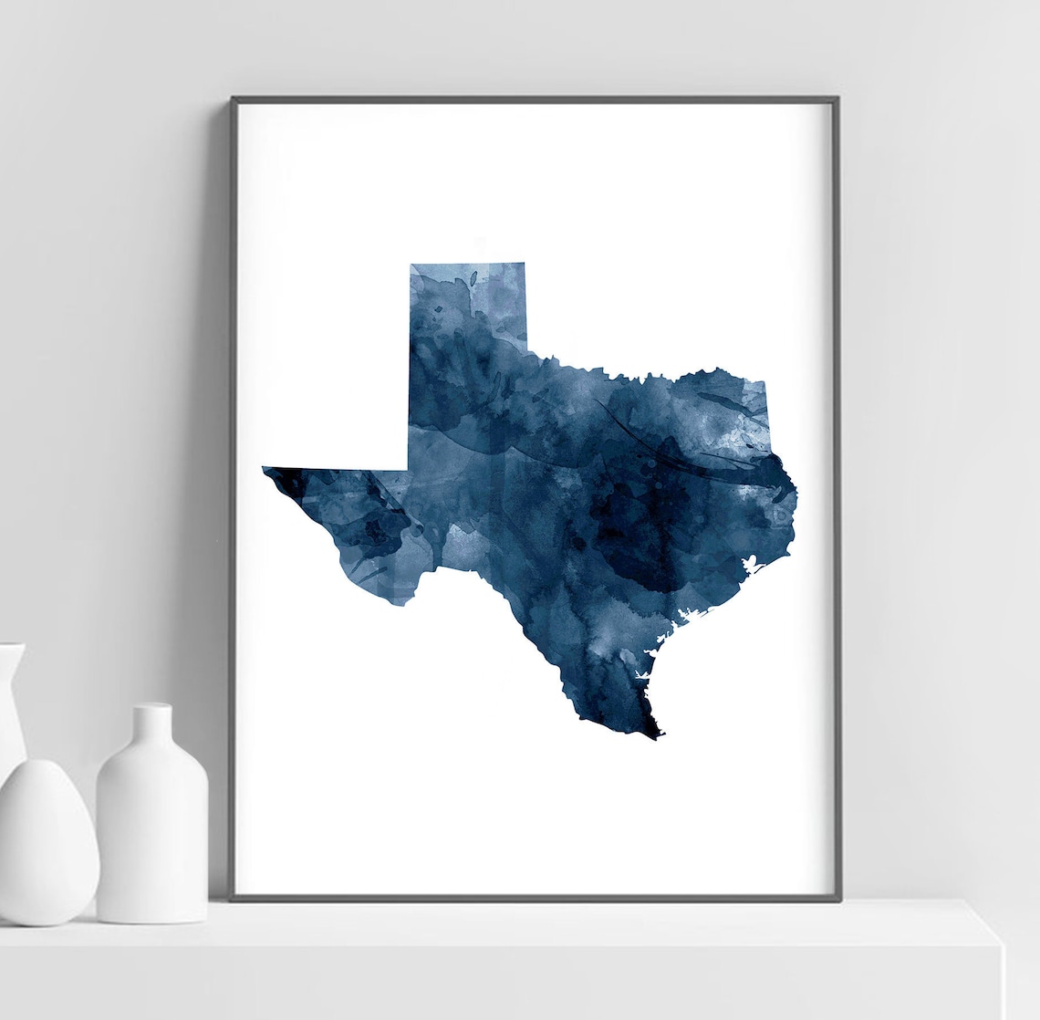 Texas State Map Print, Watercolor Modern Wall Art