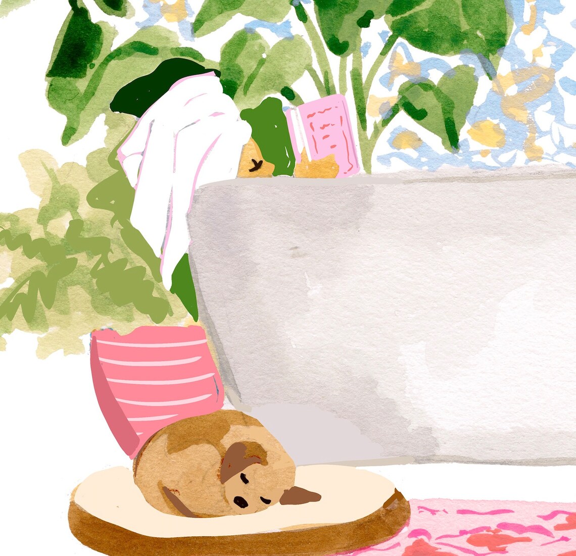 Plant Bath Watercolor Art Print for Bathroom Decor - Image 2