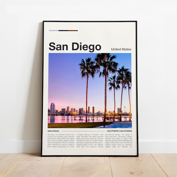 San Diego California Beach City Guide Minimalist Travel Poster