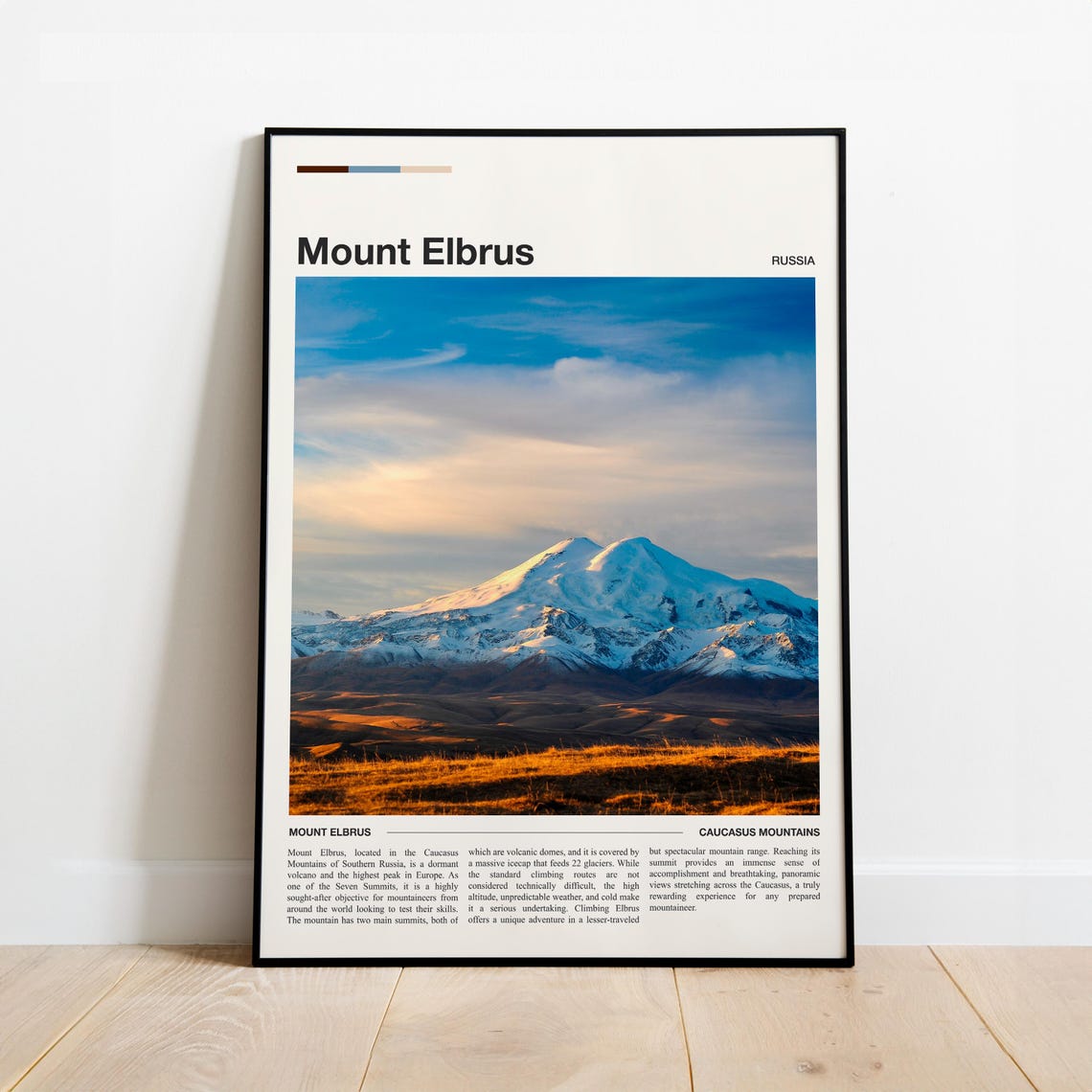 Mount Elbrus Russia Caucasus Seven Summits Volcano Travel Poster