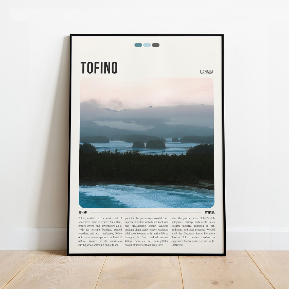 Tofino Canada Travel Poster Misty Islands Ocean Wave Modern Art