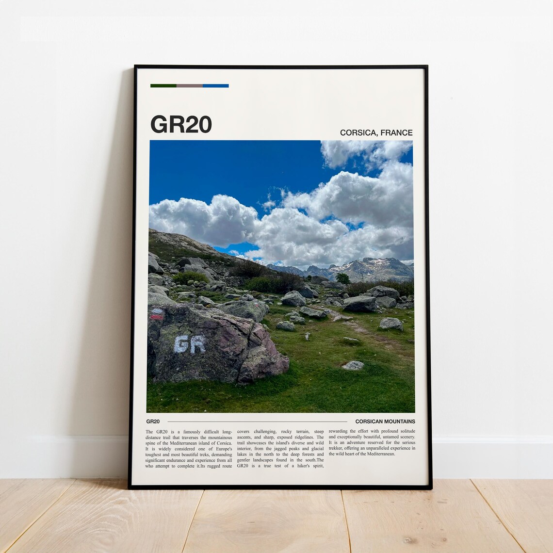 GR20 Corsica France Mountain Hiking Trail Adventure Travel Poster