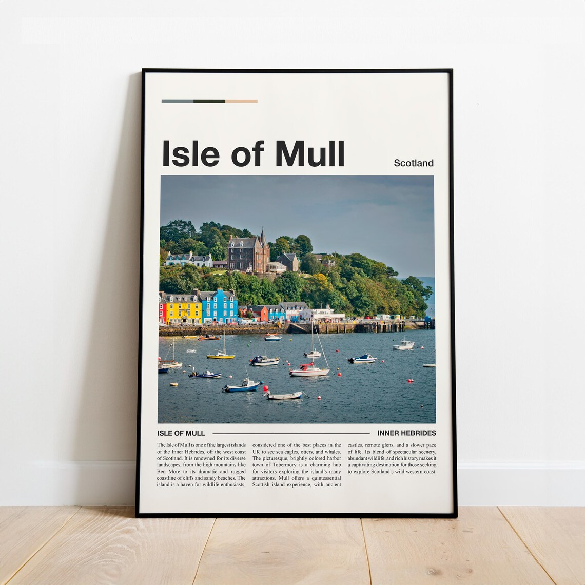 Isle of Mull Scotland Tobermory Harbor Minimalist Travel Poster