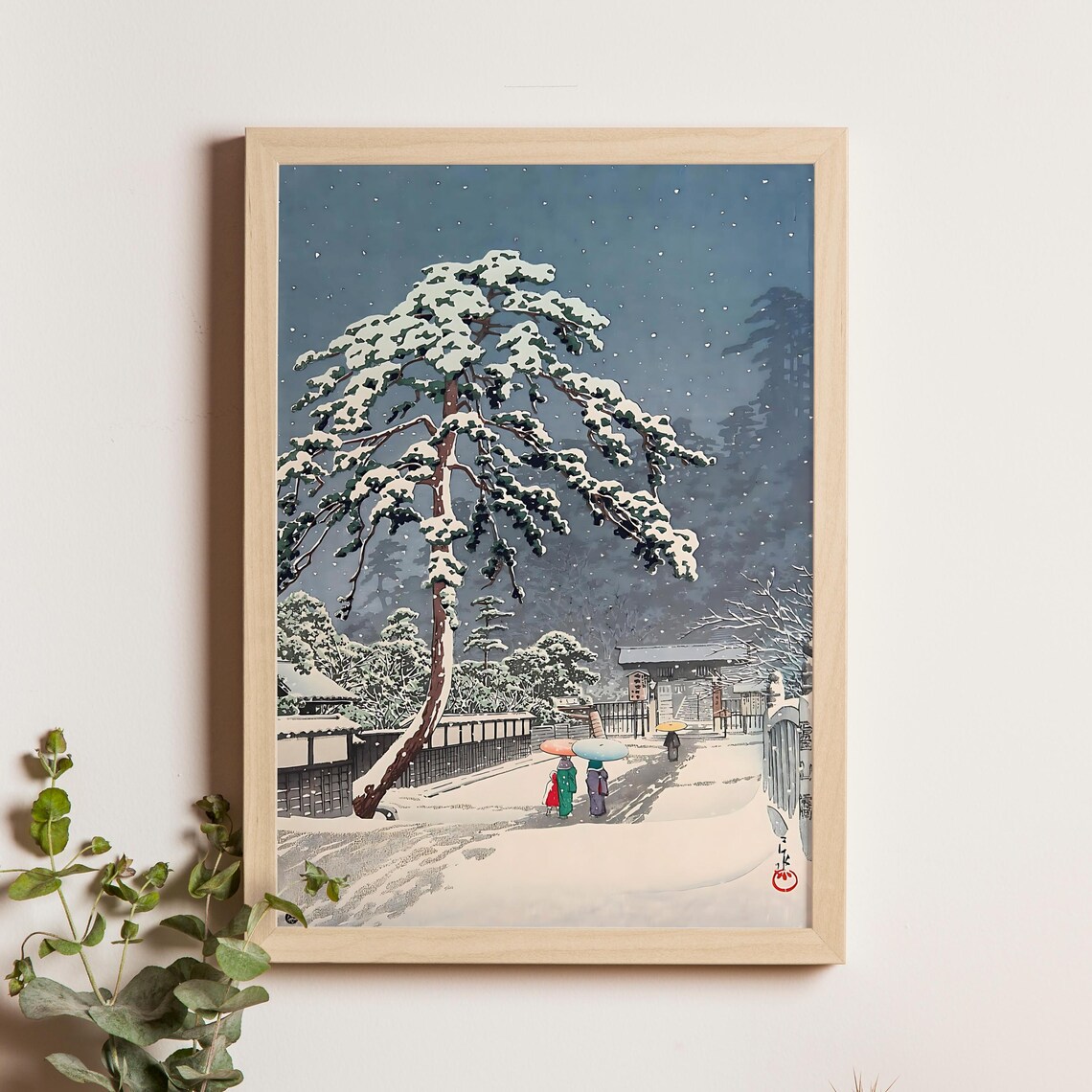 Kawase Hasui Hommonji Temple Snowy Pine 1931 Woodblock Poster