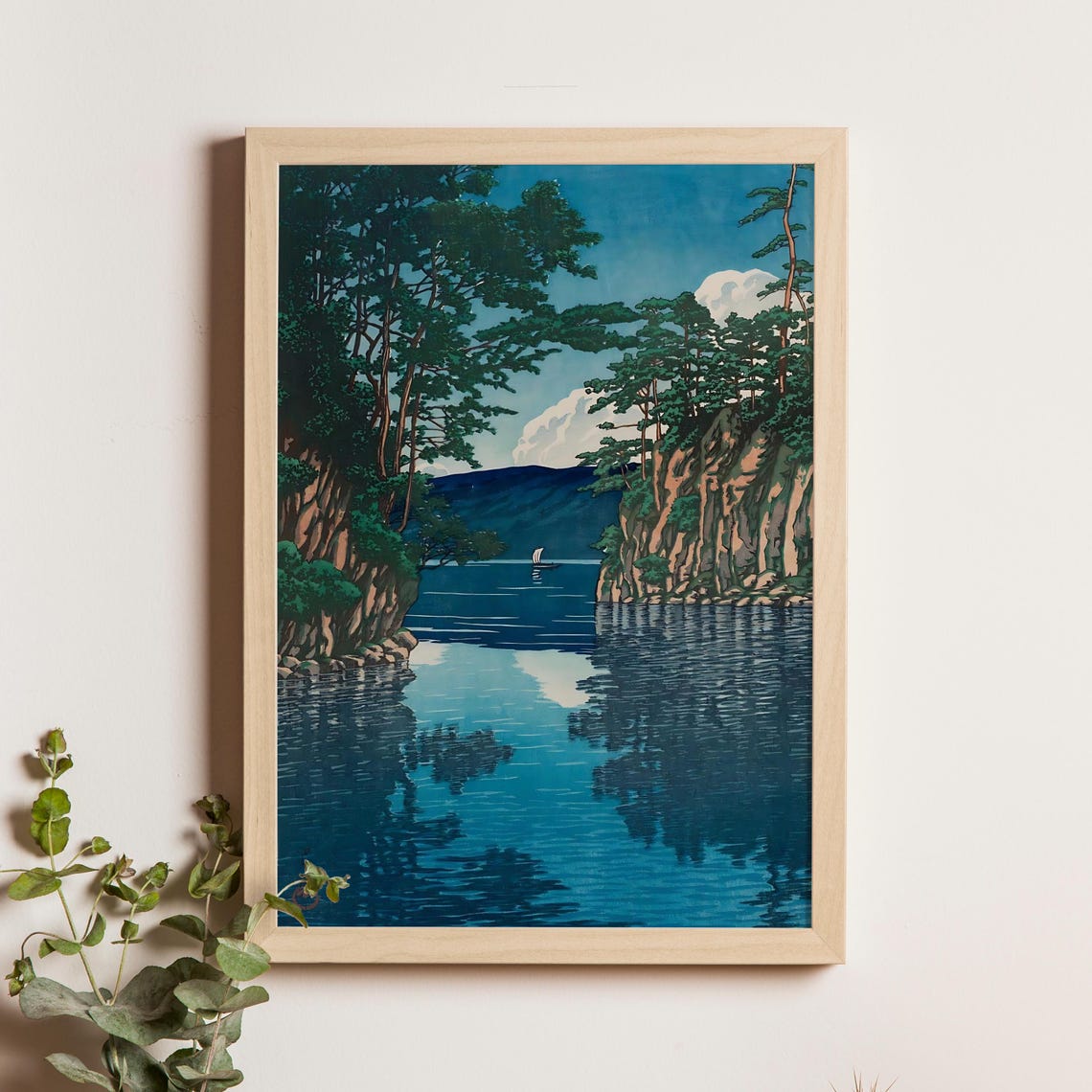 Kawase Hasui Lake Towada Pine Cliffs Reflections Woodblock Poster