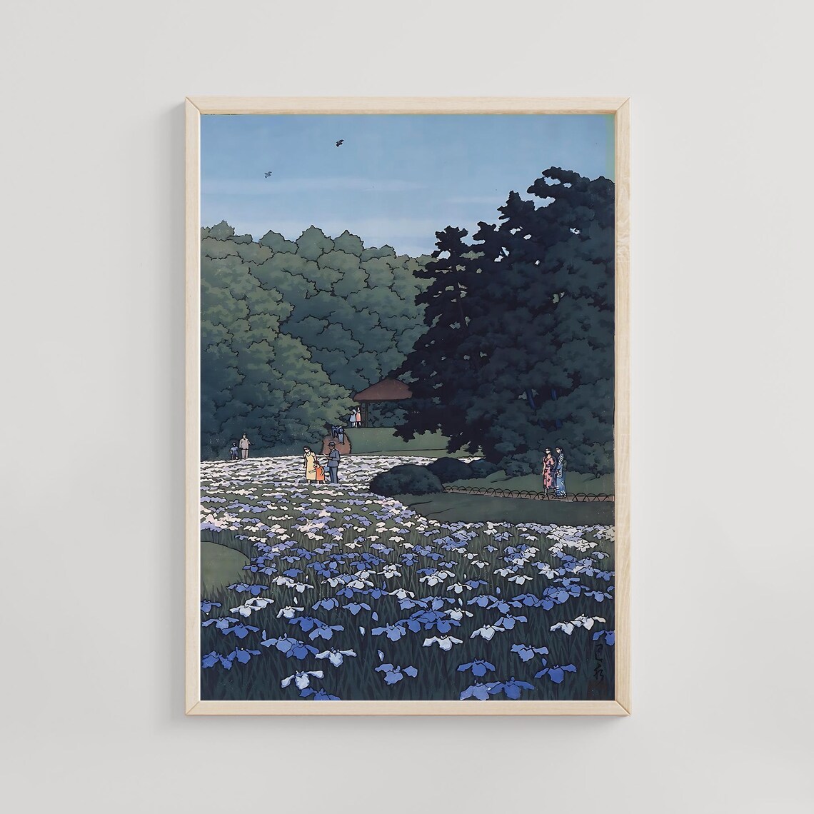 Kawase Hasui Iris Garden Meiji Shrine Tokyo Flowers Woodblock Poster