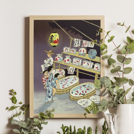 Gold Fish Seller by Tokuriki Tomikichiro, Ukiyo-e Art Print