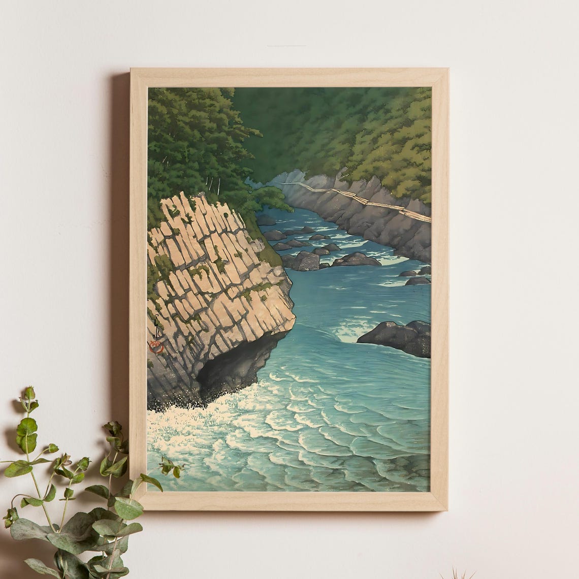 Kawase Hasui Hakkoda Jakuro River Rapids Cliff 1930 Gorge Poster