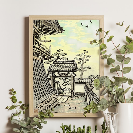 Kiyomi Temple Ukiyo-e Art Print, Japanese Landscape