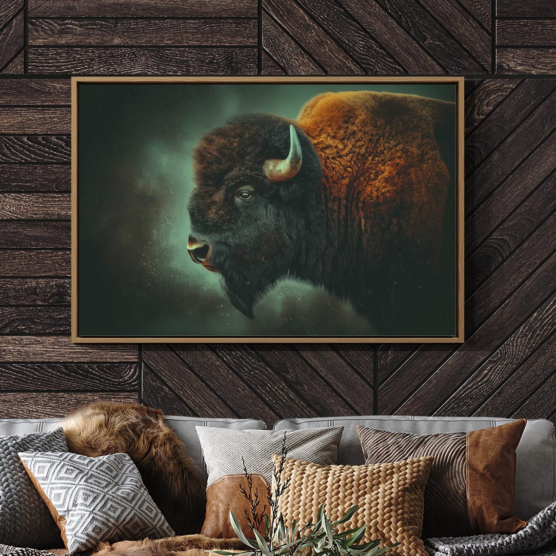 Majestic Bison Portrait In Western Spirit