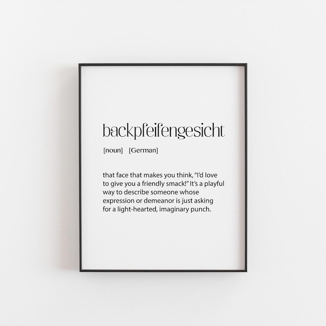 Backpfeifengesicht German Word Definition Funny Minimalist Dictionary Print