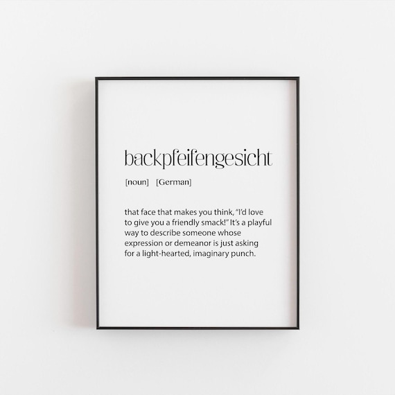 Backpfeifengesicht German Word Definition Funny Minimalist Dictionary Print