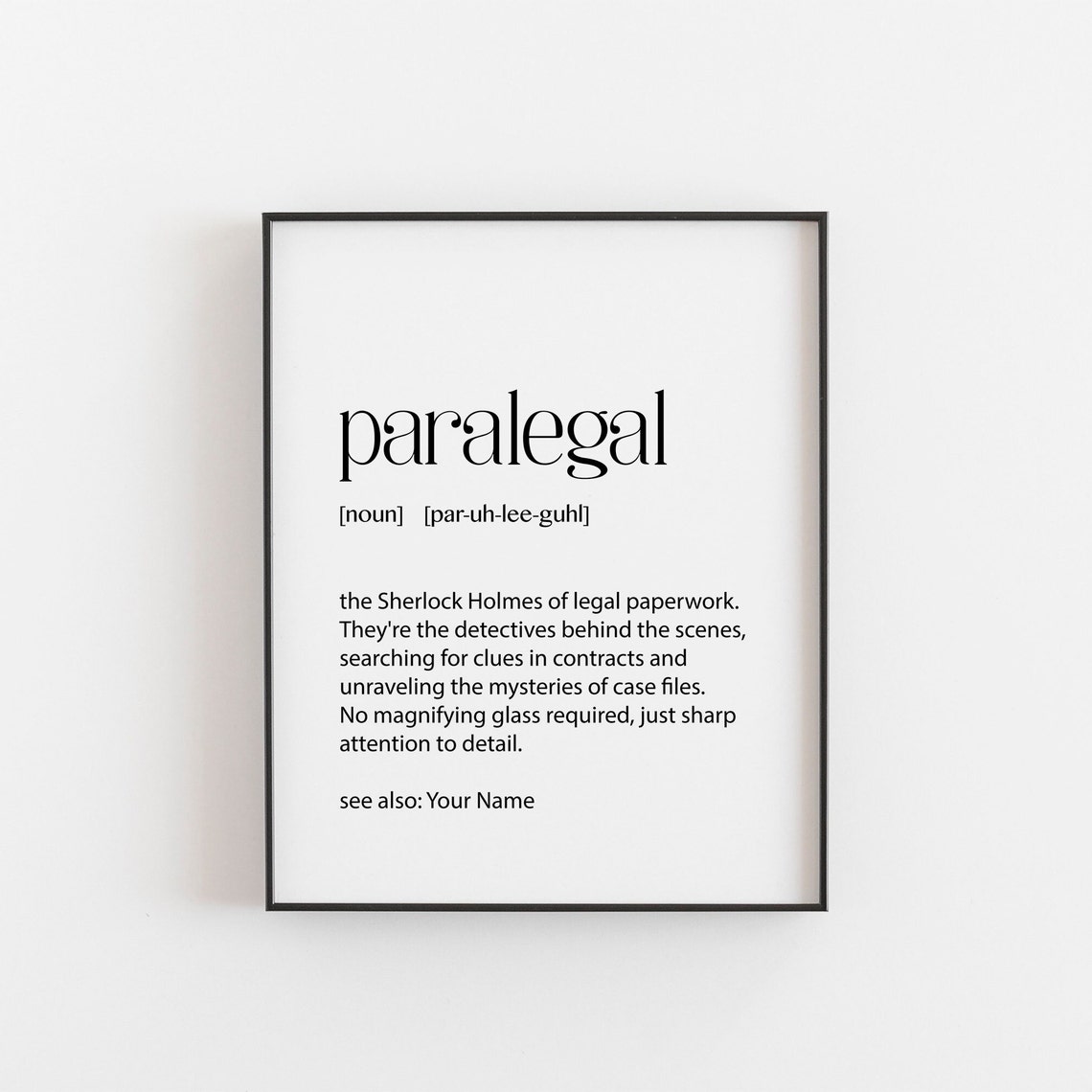 Paralegal Definition Print Funny Sherlock Holmes Legal Office Gift Art