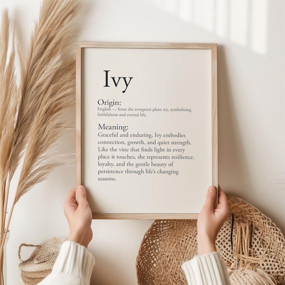 Ivy Name Meaning and Origin Personalized Baby Girl Nursery Gift Print