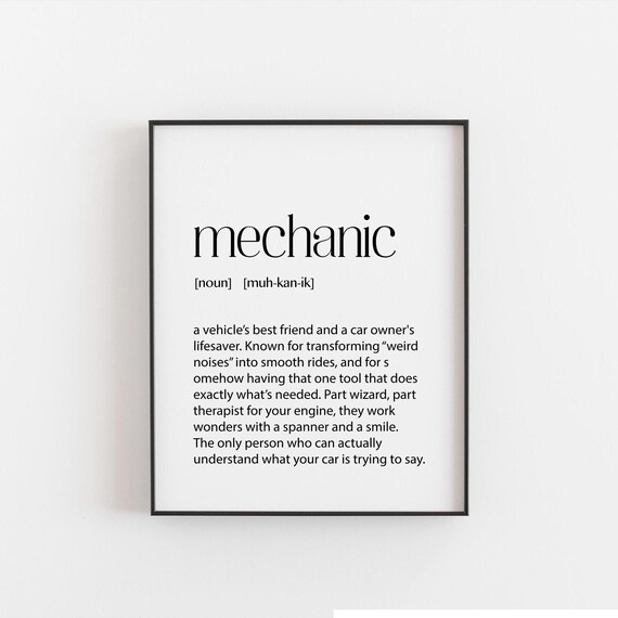 Mechanic Definition Humorous Car Lovers Poster Print