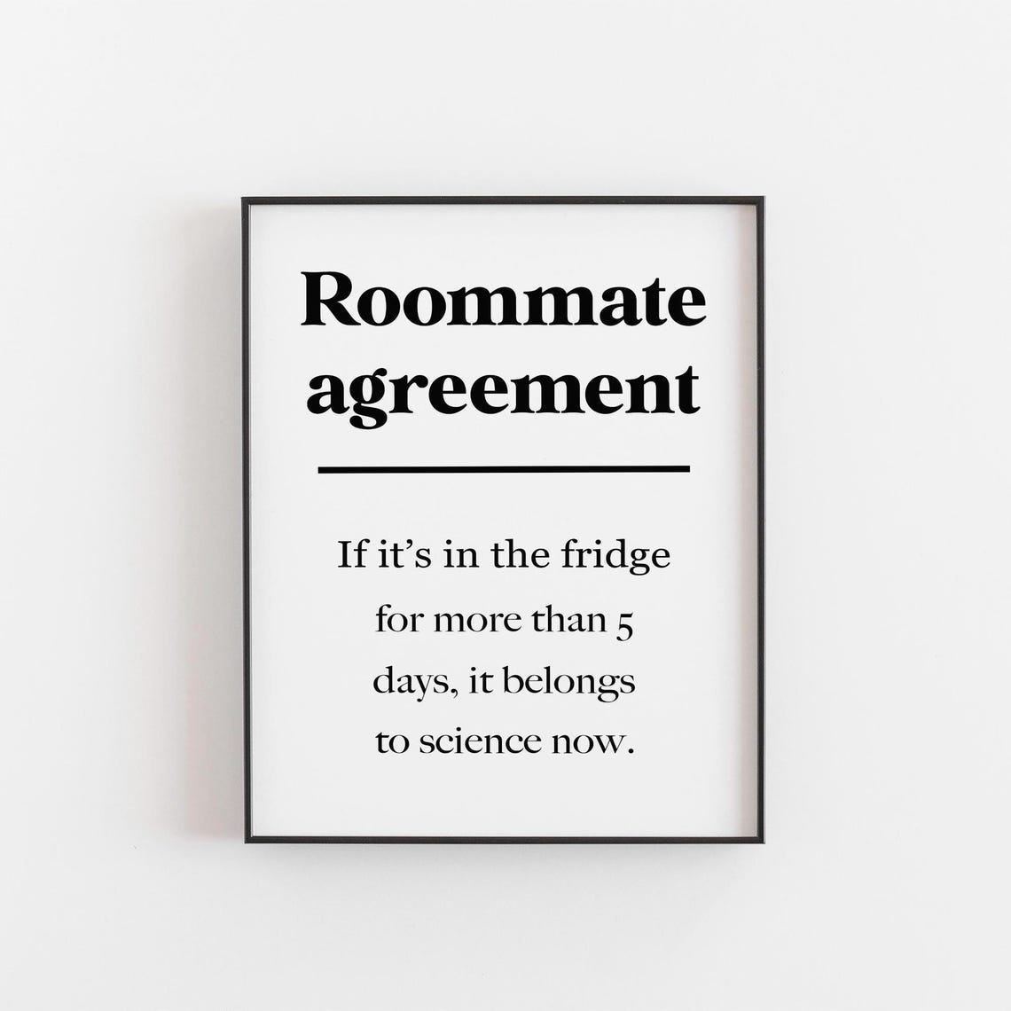 Funny Roommate Agreement Fridge Quote Print For College Apartment