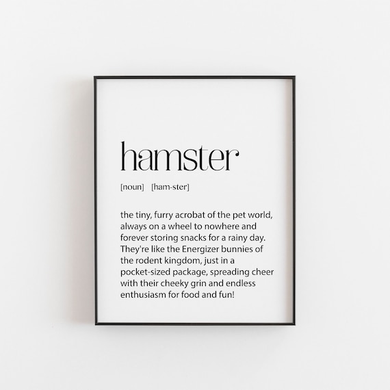 Hamster Definition Print Funny Pet Humor Lover Decor Gift Art