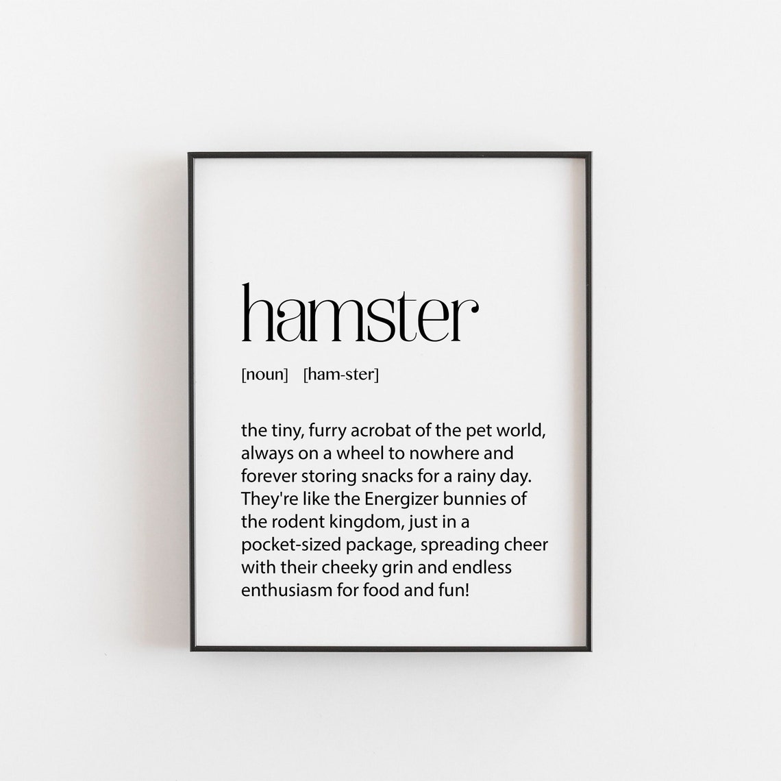 Hamster Definition Print Funny Pet Humor Lover Decor Gift Art