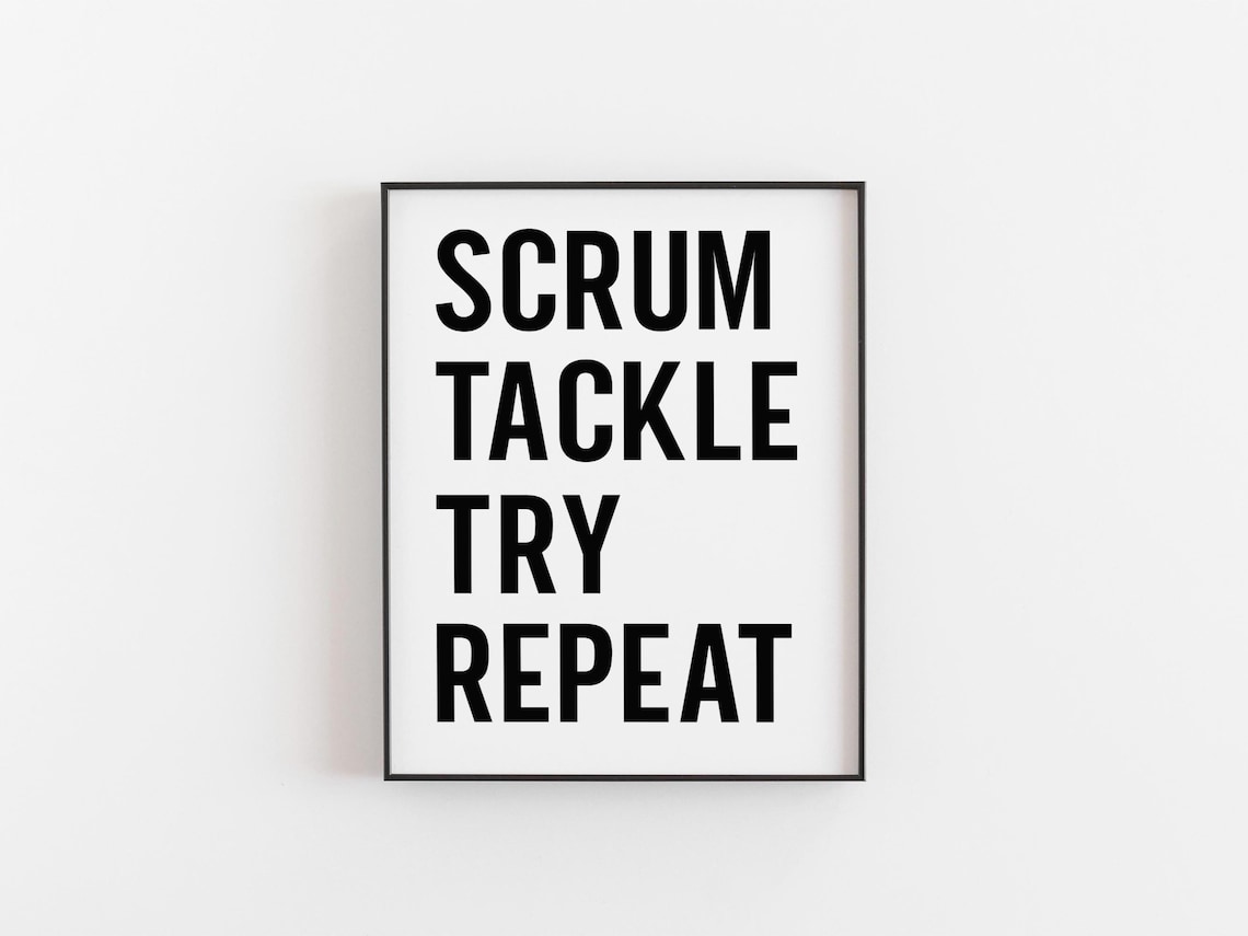 Scrum Tackle Try Repeat Funny Rugby Poster