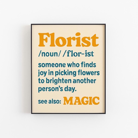 Florist Definition, Botanical Typography Poster