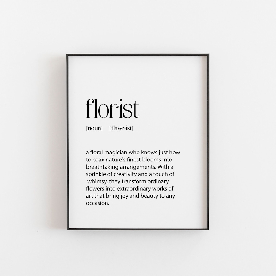 Florist Gift Definition Art Print, Typography Poster