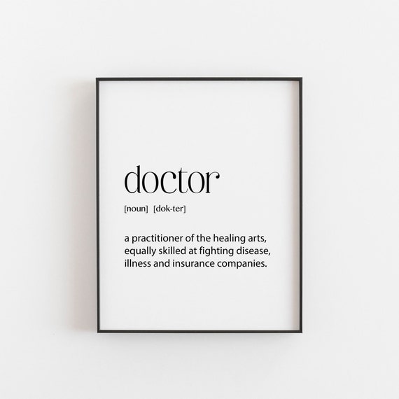 Doctor Definition Typography Art Print, Medical Decor