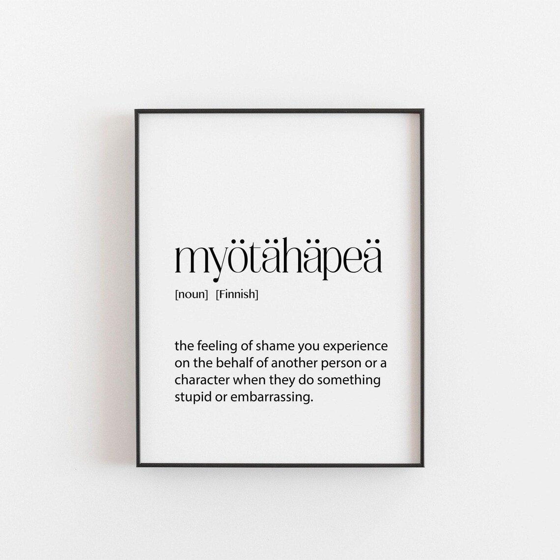 Mythpe Finnish Words Print, Dictionary Wall Art