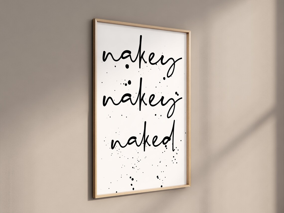 Funny Nakey Naked Shower Room Sign, Wall Art Print