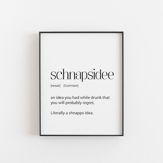 German Print Schnapsidee Definition Unique Humorous Wall Art Instant Funny