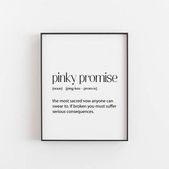 Pinky Promise Definition Art Print, Best Friend Gift