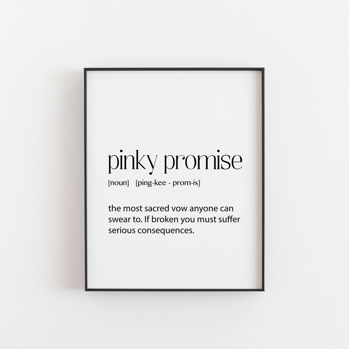 Pinky Promise Definition Art Print, Best Friend Gift