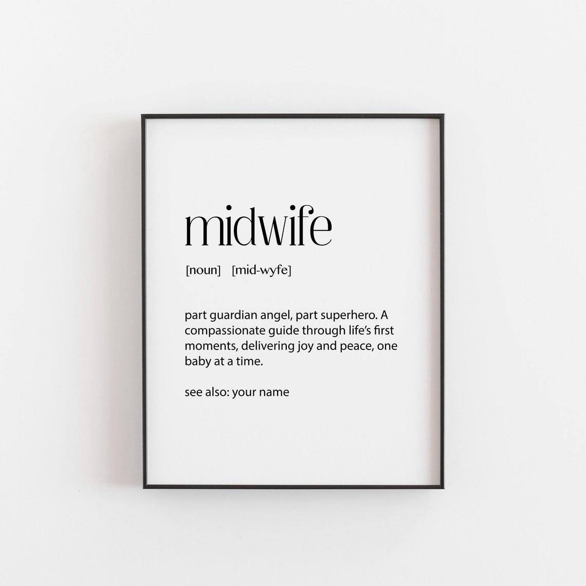 Midwife Dictionary Definition Guardian Angel Personalised Poster